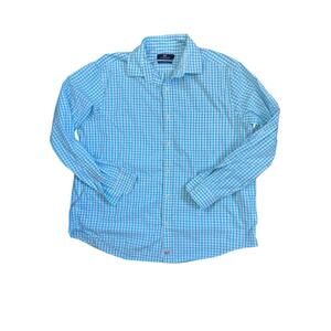 Vineyard Vines Shirt Mens XL Blue Green Plaid Classic Fit Murray Performance